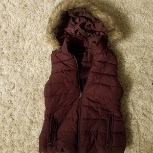 Banana Republic Maroon Lined Puffer Vest